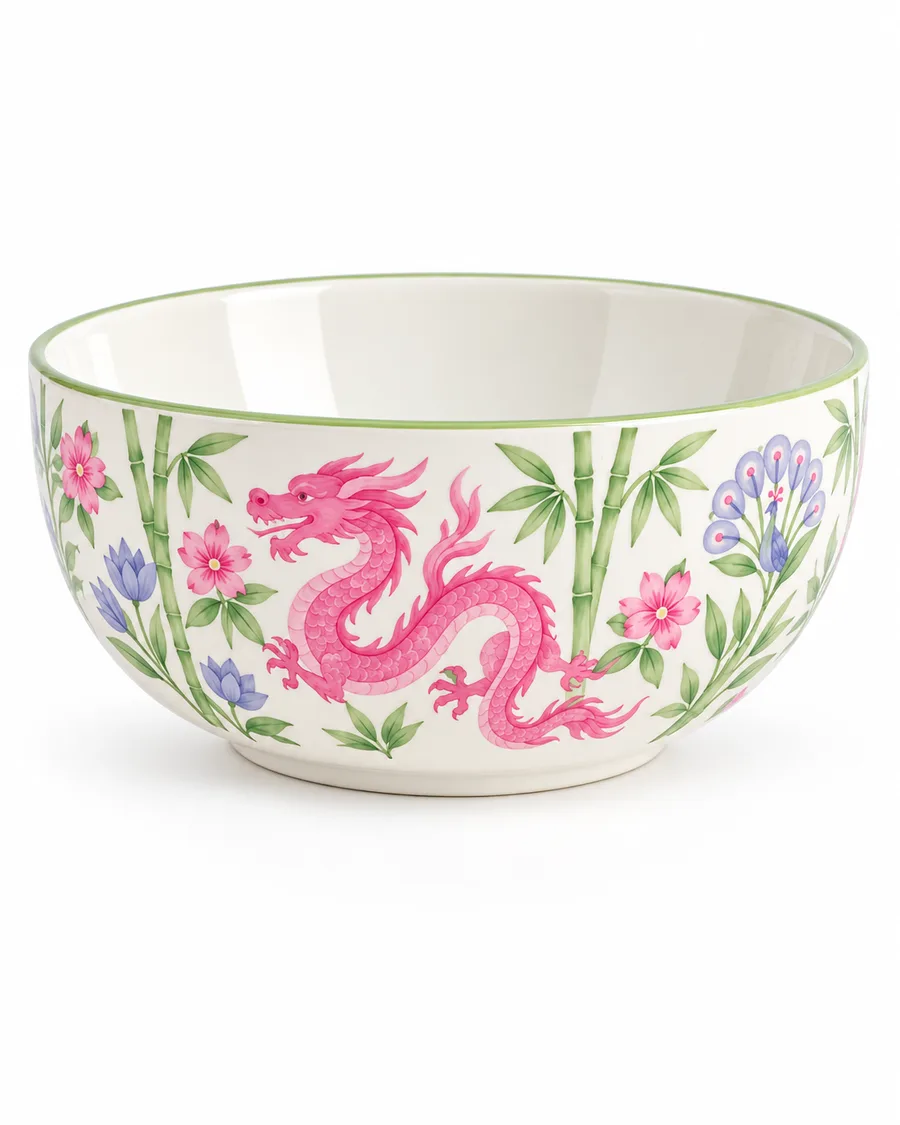 Pink Dragon Serving Bowl